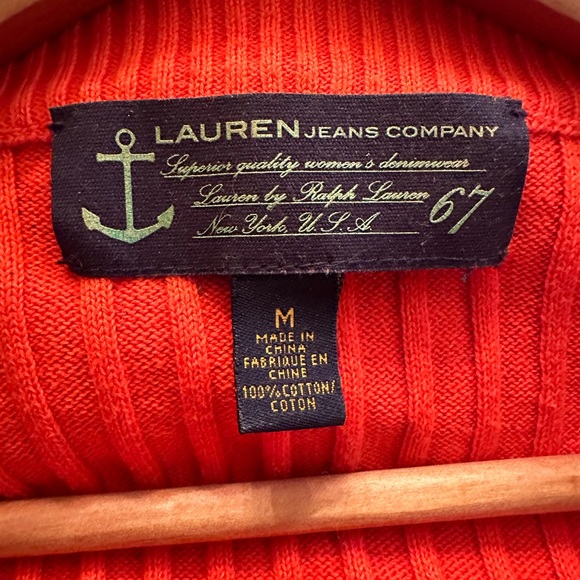 NWOT vintage Ralph Lauren cable knit orange 100% cotton sweater - Picture 6 of 6